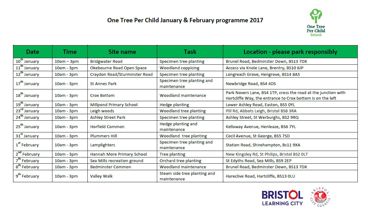 Bristol One Tree Per Child Jan/Feb 2017 Bristol Tree Forum